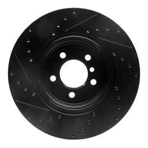 BMW 745LI Brake Rotor (1) - Rear Right - R1 Concepts - Drilled & Slotted - Black - `02-`05